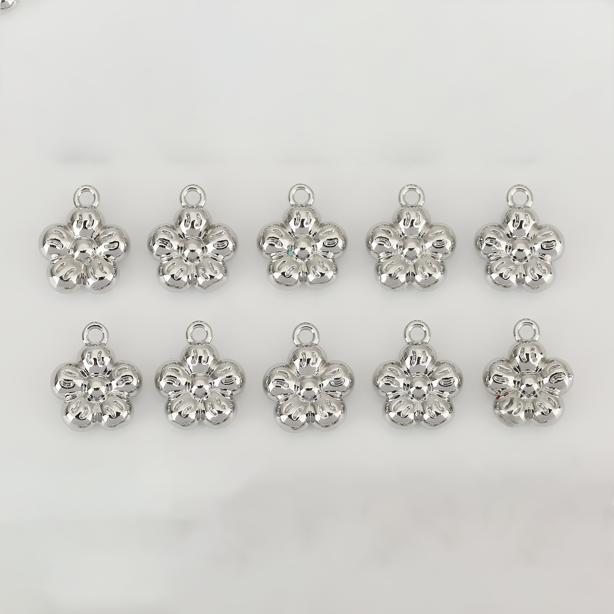 10pcs Copper Synthetic Zirconia Flower DIY Pendant Set, Versatile