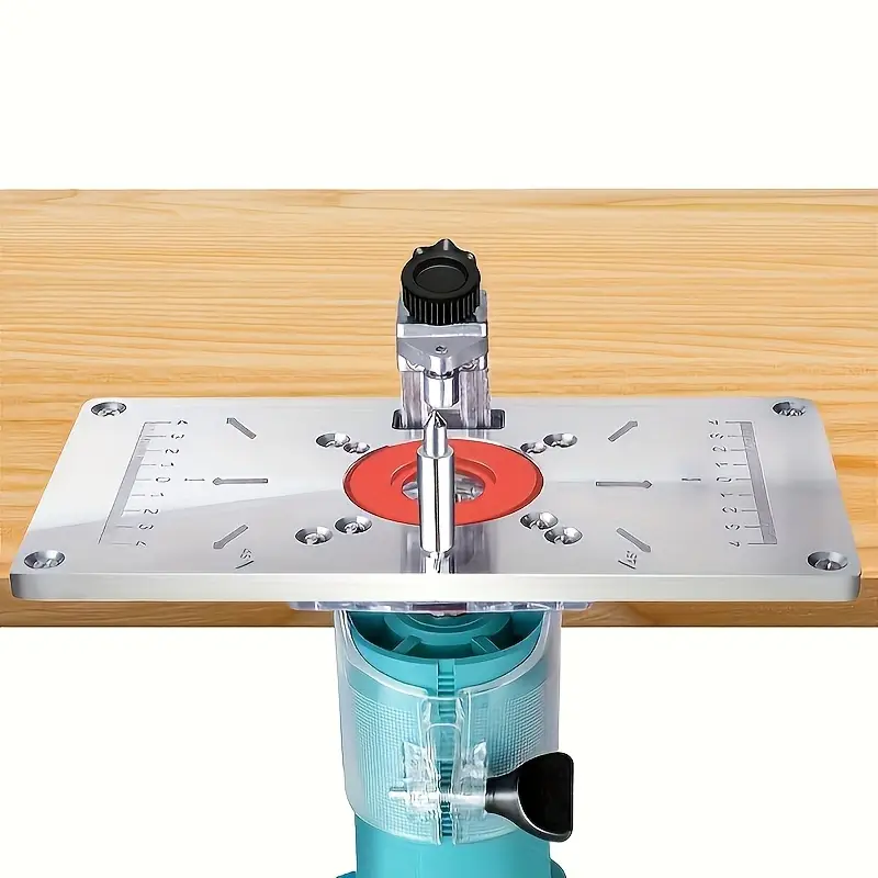 durable aluminium router table insert plate for smooth cutting engraving 4 rings compatible with table saws woodworking benches stability machine tool details 1