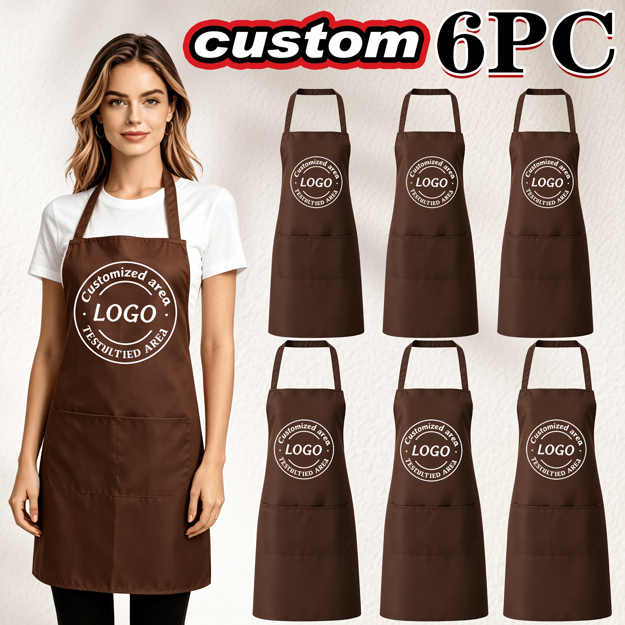 TEMU 6 pezzi Grembiuli da chef personalizzati con foto, Grembiuli con elastico regolabile in vita, Adatti per uso , con tasche, Regalo per , sorelle,