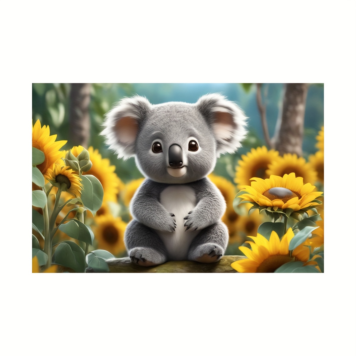 

1pc 20*30cm/7.9inx11.8in Frameless Sun Flower Koala Diy 5d Round Full Diamond Art Painting Set Beginner Adult Diamond Art Painting Kit Create Unique Handmade Surprise Gift Holiday Gift