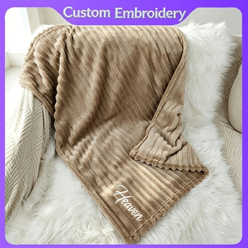 Custom Embroidered Name Flannel Blanket