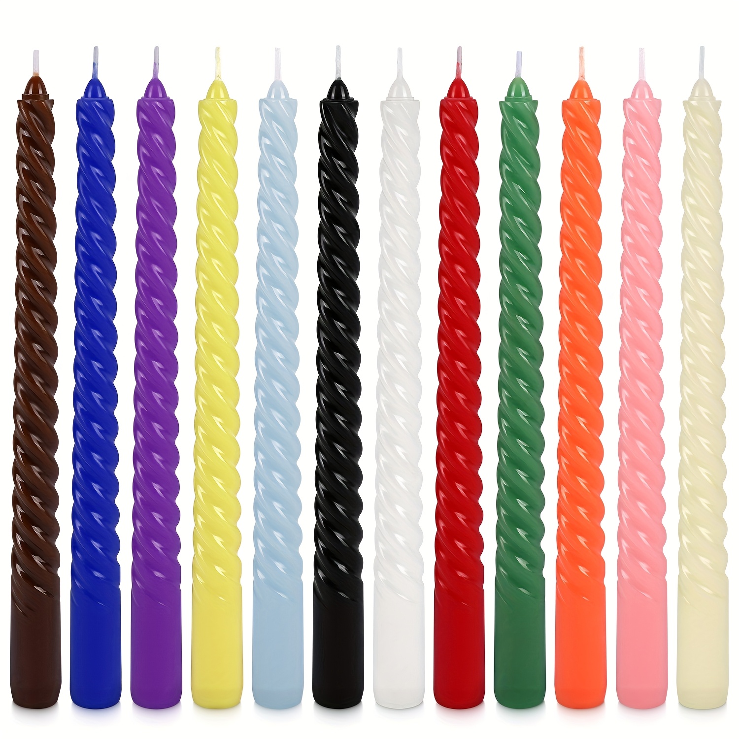 TEMU 24 10 Inch Colorful Spiral High Pole Candles, Available In 12 Colors, Smoke-free, Odorless, Long-lasting Burning, Unique Twisted Design,