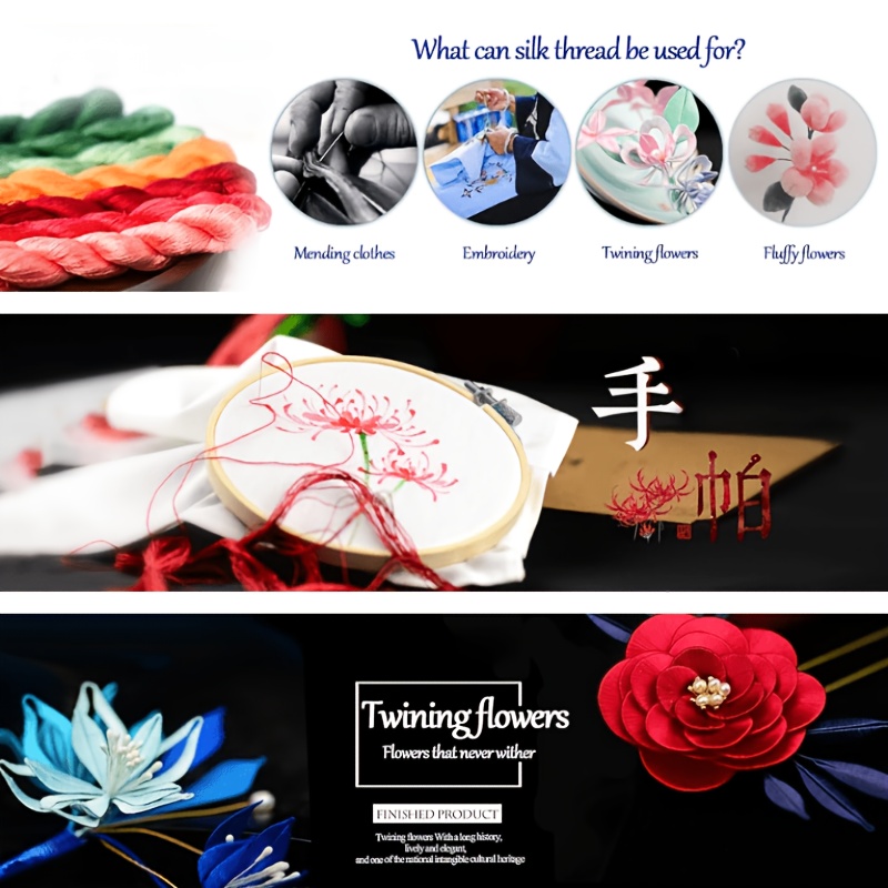 10pcs Premium Silk Thread Set for Embroidery