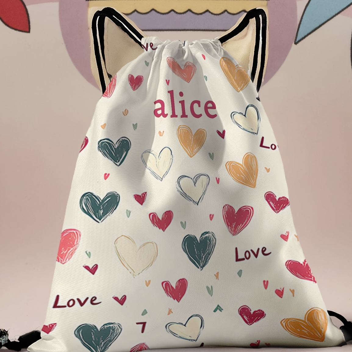 TEMU Customizable Drawstring Gym Bag - Personalize With Your Own Content (name, Holiday Phrases, Etc.), A Stylish Drawstring Gym Bag For Women,