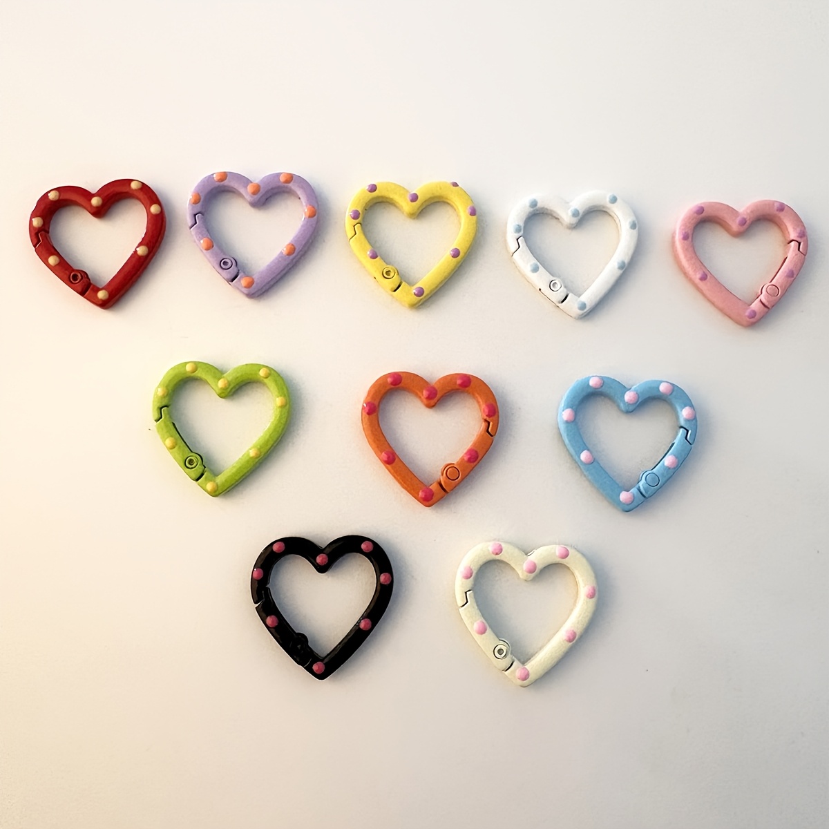 TEMU 10 Spring Heart-shaped Snap Hooks, Suitable For Decorative And Fastener Additions, Such As Bags, Wallets, Key Rings, Baskets, Handbags,
