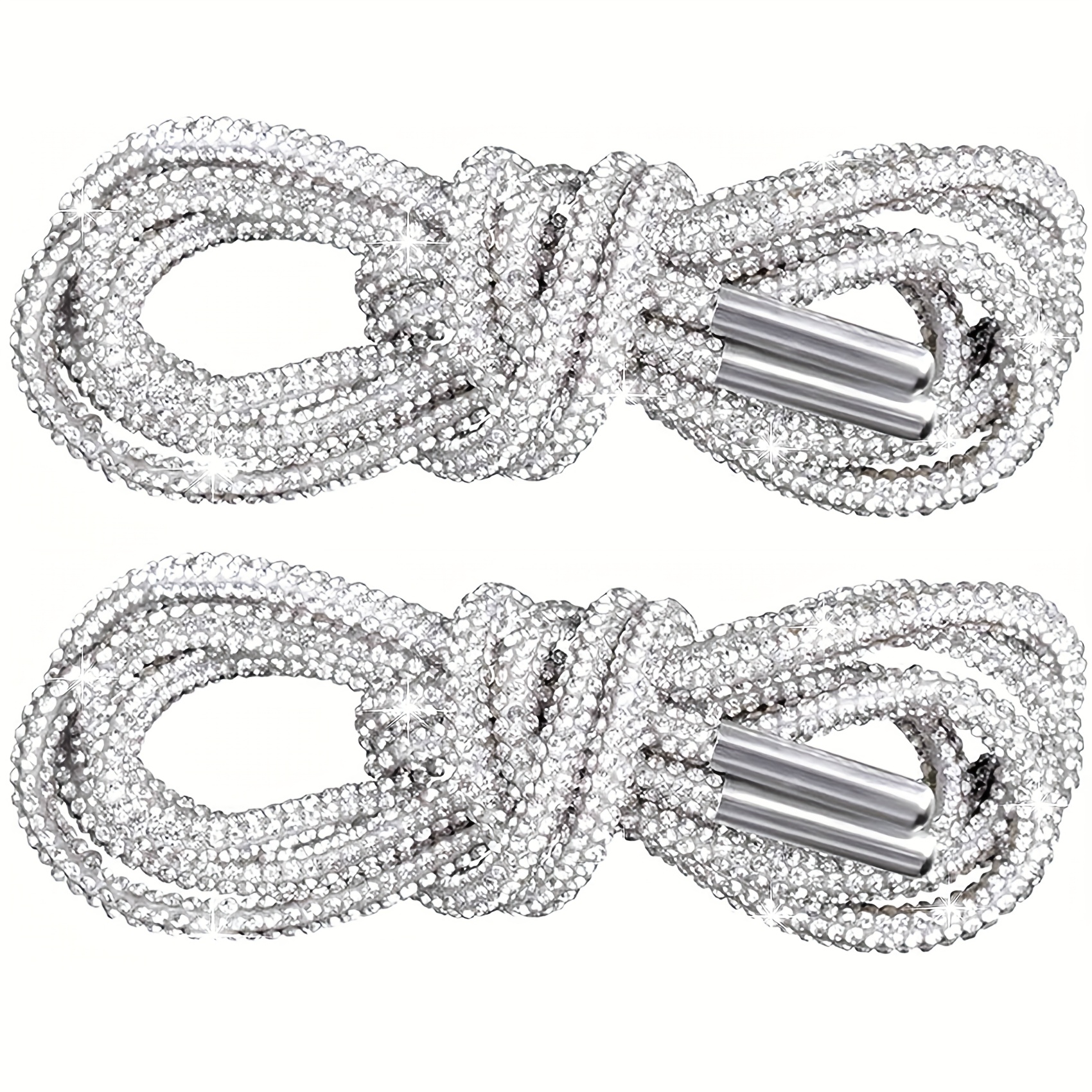 2pcs Rhinestone Glitter Ropes, Bling Bling Shiny Round Shoe Laces For Sneakers, Drawstring Cords Replacement