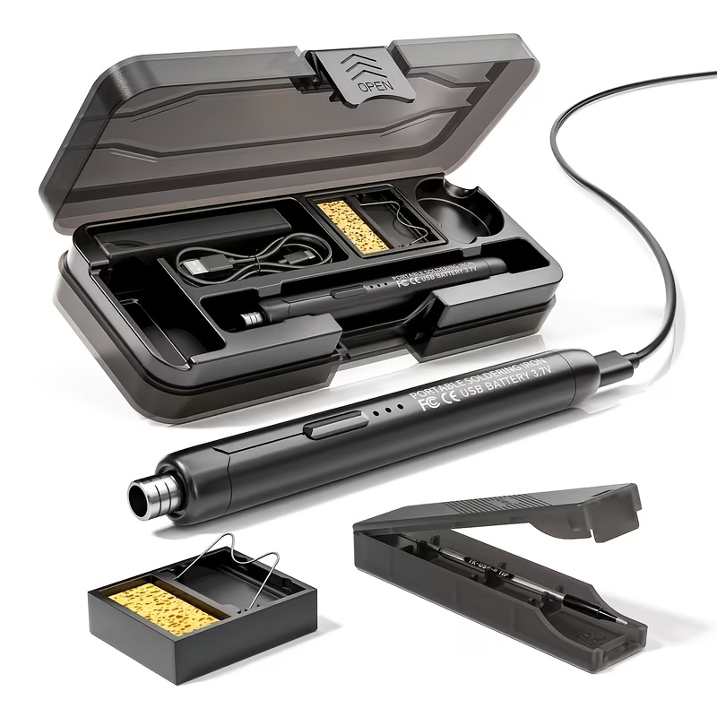 TEMU Portable Soldering Kit Usb Rechargeable And Plug-in Dual-use Adjustable Temperature Fast Heating Electronic Repair Tool Manual Welding Pen