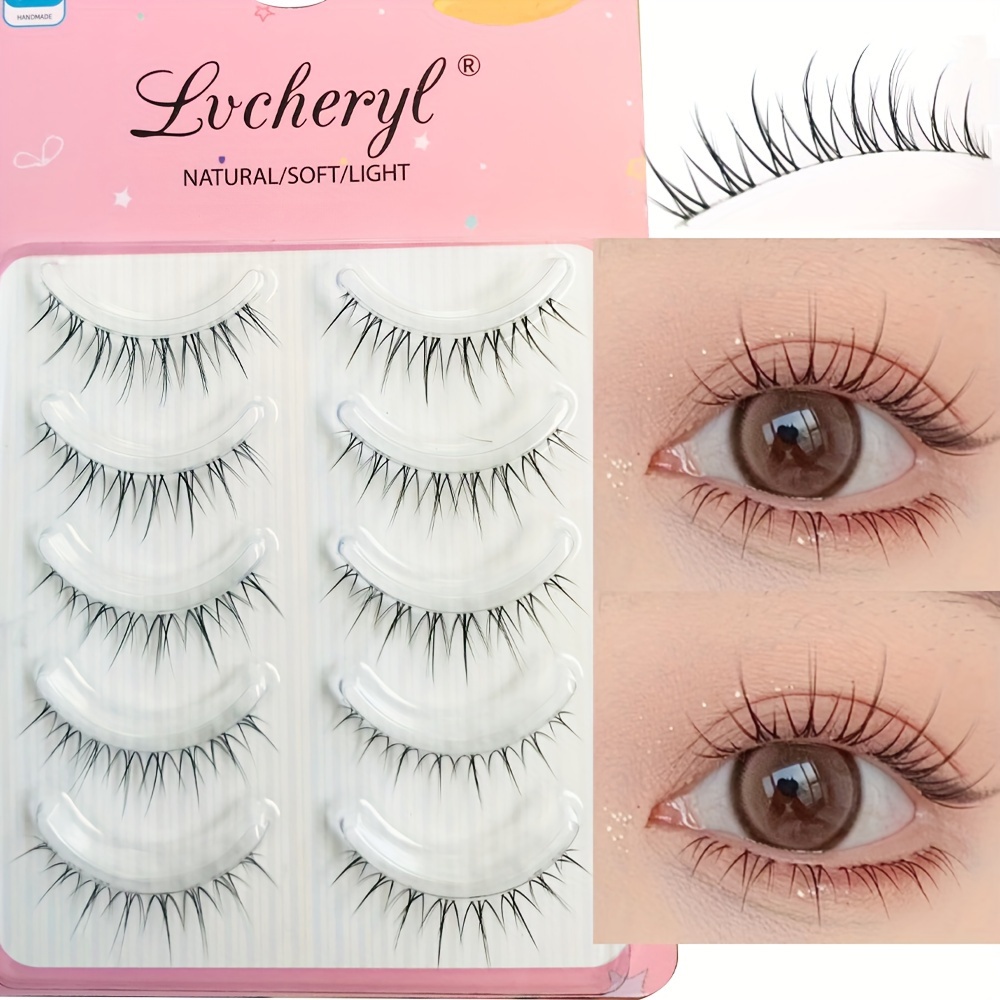 

Lvcheryl 5 - False Eyelashes - C Curling, Clear , 7-13mm Lengths & Reusable