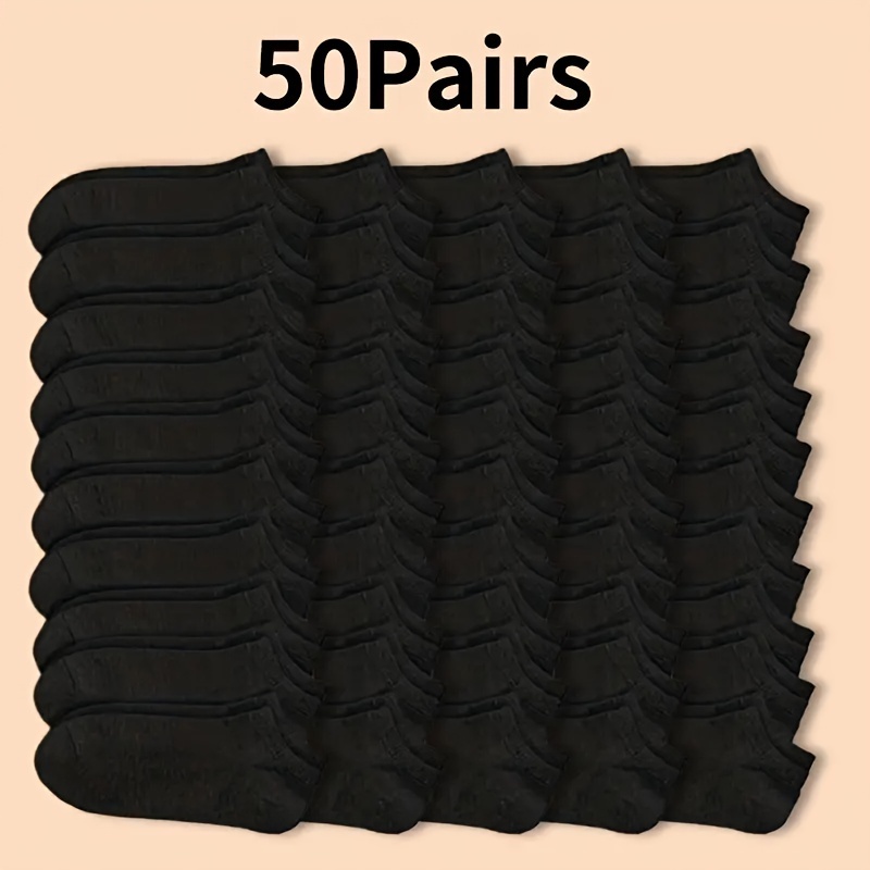 

50 Pairs Unisex Black Ankle Socks, Breathable No-show Non-slip Summer Thin Boat Socks, Moisture-wicking & Odor-resistant For Men And Women