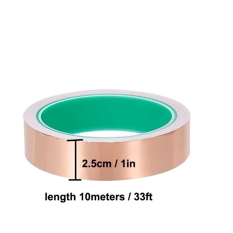 TEMU Copper Foil Tape For And Snails Dual Adhesive Emi, Rfi Shielding Tape For Guitar, Electrical Repair, Grounding Barrier For Slug In Gardens