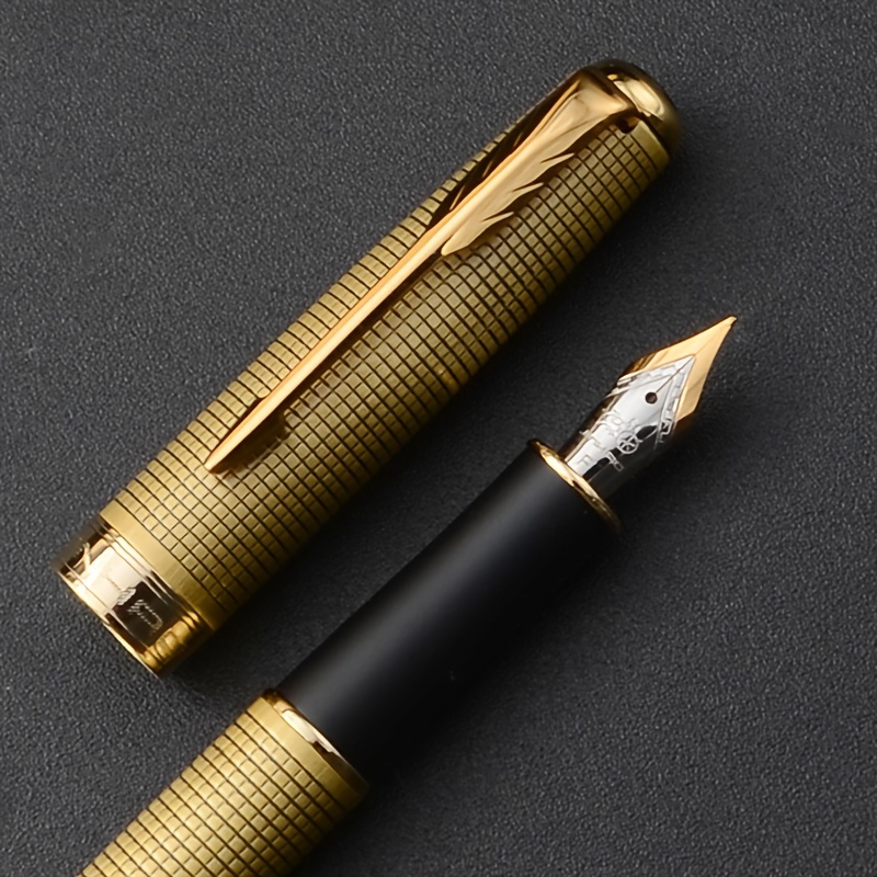 

1pc Bronze Series - Elegant Golden & Black, For Business & Calligraphy Enthusiasts - Fine Nib, Cap, Metal Body - Ideal Gift (ink Not Included), Calligraphy