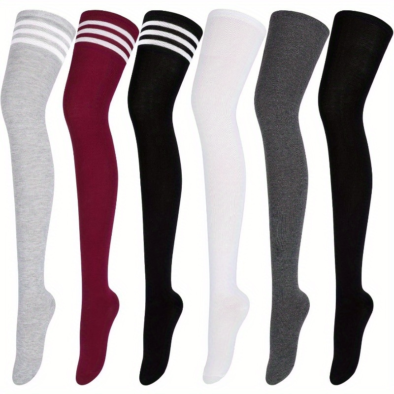 TEMU 6 Pairs Extra Long Socks Long Boot Stockings Thigh High Socks For Women