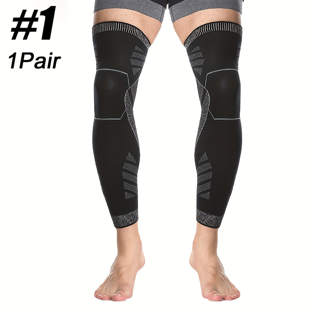 TEMU 2pcs/1pair Compression Full Leg Sleeves, Long Compression Knee Braces, Elastic&non-slip Extended Knee Sleeves For Basketball, Cycling, Sport,