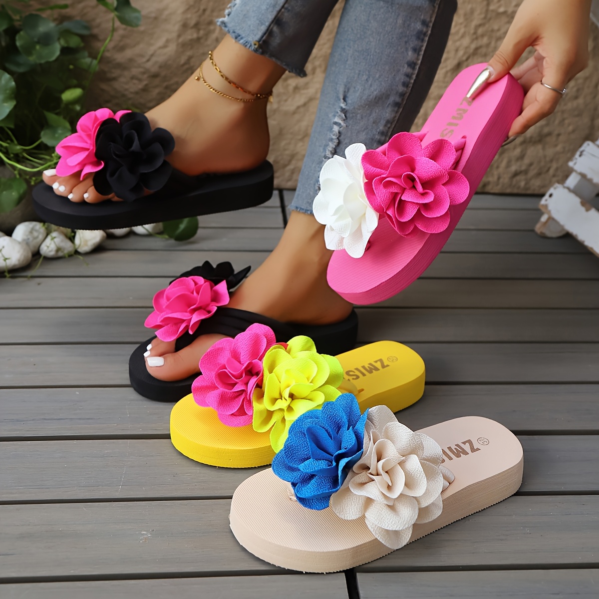 flower flip flops sold on Temu Canada