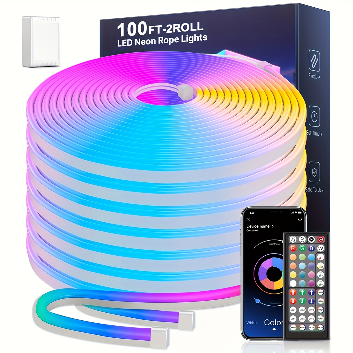 

Flexible Led Rope Light With Plug, App & Remote Control, Indoor Rgb Neon Lights, Music Synchronization, Suitable For Gaming, Guest Rooms, Bedrooms, Parties, Indoor Decoration