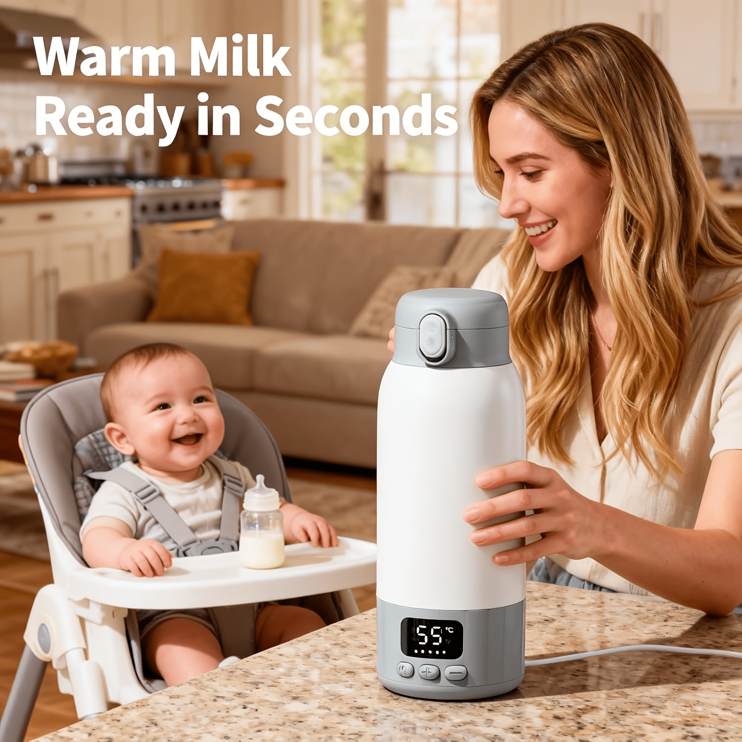 TEMU Taza de Calentamiento de Acero Inoxidable 316, Taza de Agua Portátil con Calentamiento, Taza Eléctrica Inteligente con Constante Ajustable de 24