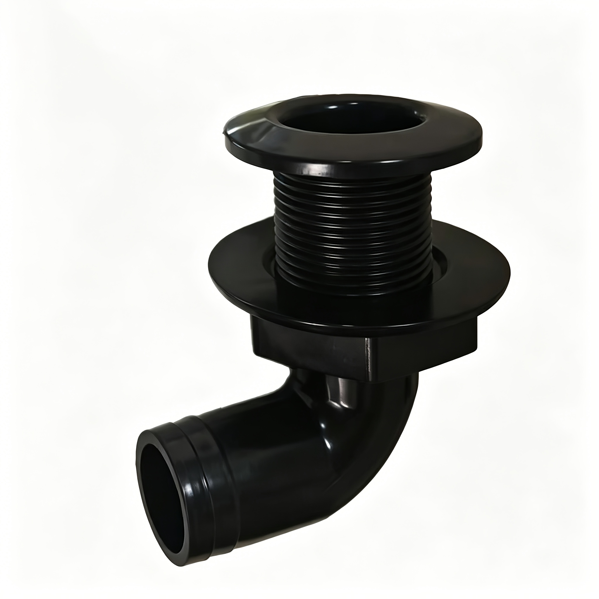 TEMU 1pc Boat Drain Outlet Bilge Port Hull ,black 90° Side-mounted Nylon Plastic Accessories,90° Yacht Side Bilge Sewage Hull Side Drain Outlet,