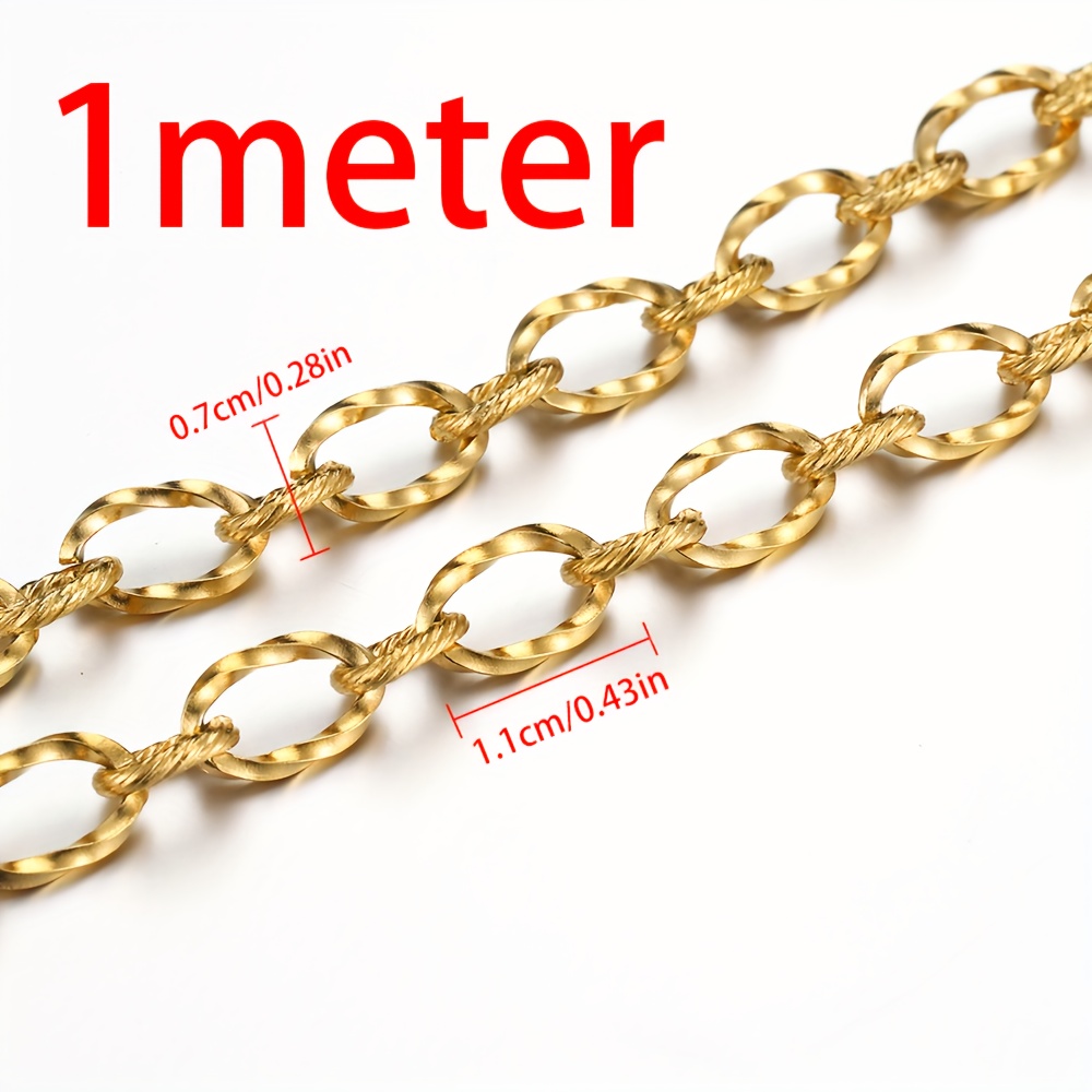 1-meter Stainless Steel Embossed Twisted Thick Chain, Necklace And Bracelet Making Supplies For Men's Accessories