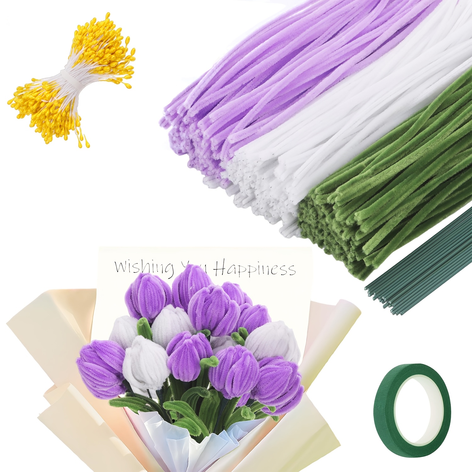 pipe cleaner flowers sold on Temu Australia