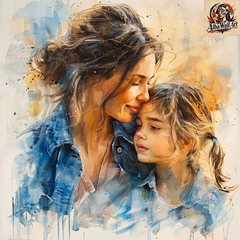 TEMU 2d Flat, A Customizable Frameless Canvas Painting, , Holiday Gift, Custom Watercolor Portrait, Family Portrait, Photo Custom Portrait, Photo