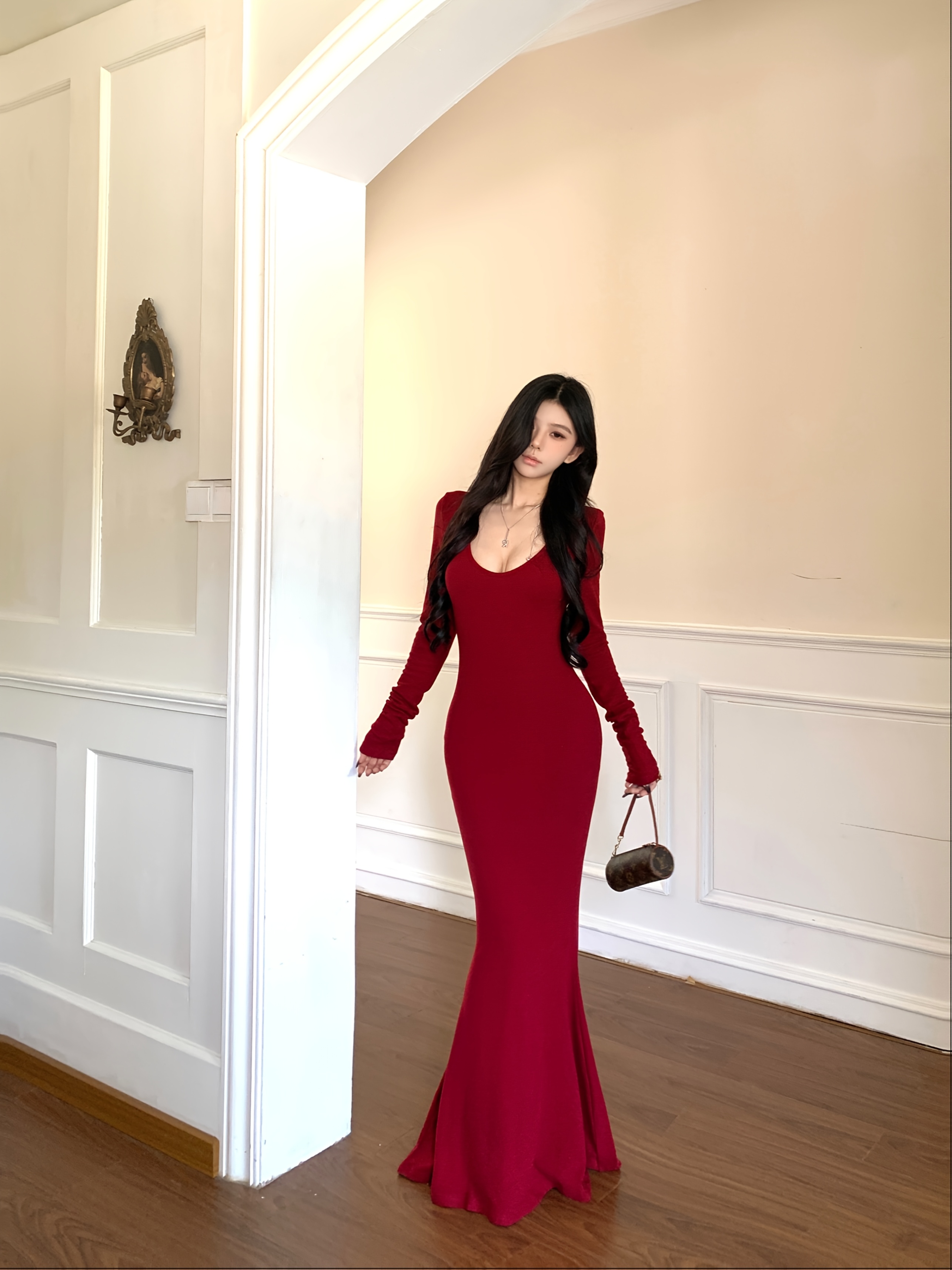 strapless open back dress Open-Back Bodycon Mini Dress in Cherry Red main image 0