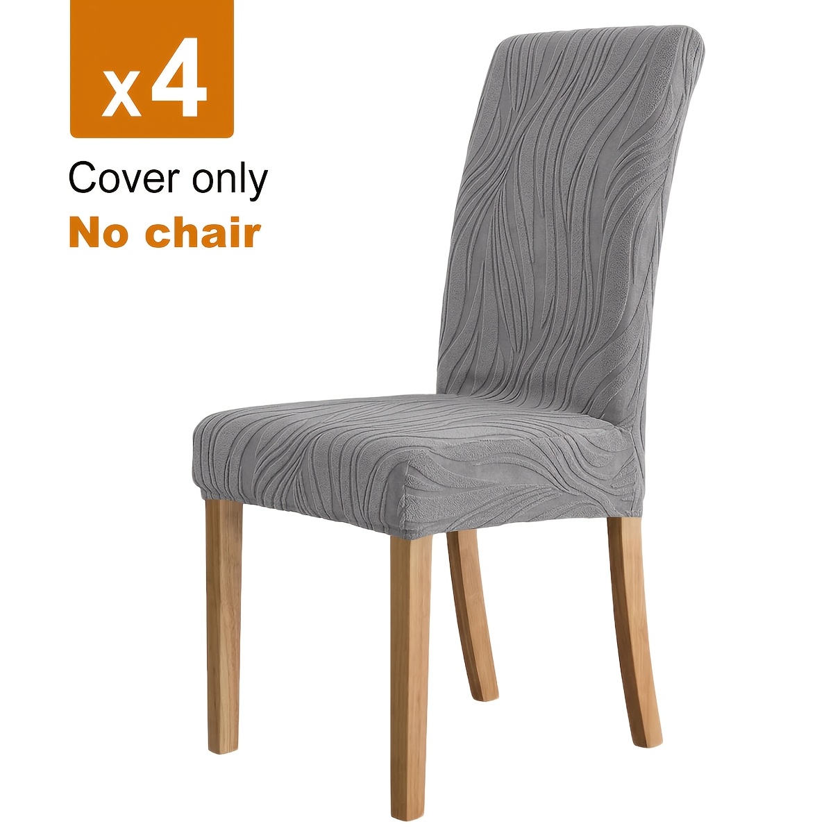 TEMU 4pcs/6pcs Modern Jacquard Dining Chair Covers With Water Flow Pattern & Elastic Closure, Stretchable Suitable For Chair Backs, Machine Washable