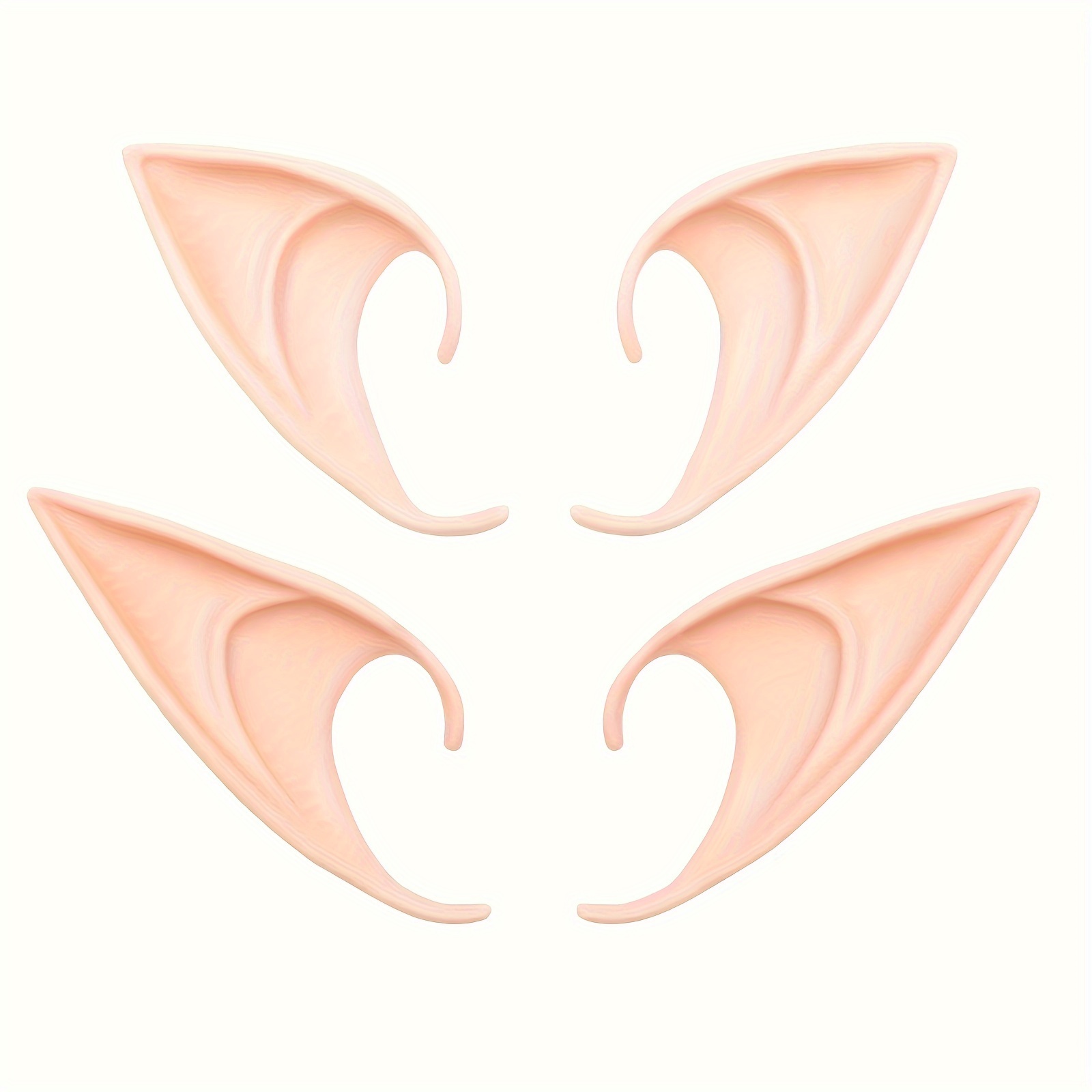 TEMU 4pcs/ Fashion Fairy Elf Elf Ears, Long And Short Fake Ears Makeup, Halloween Goblin Vampire Elf Latex Ears, Christmas Party Halloween Gifts