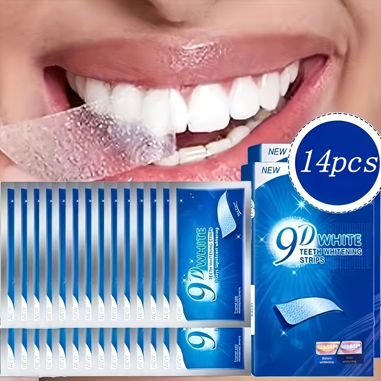 14pcs 9d teeth strips set safe and removes brightens teeth