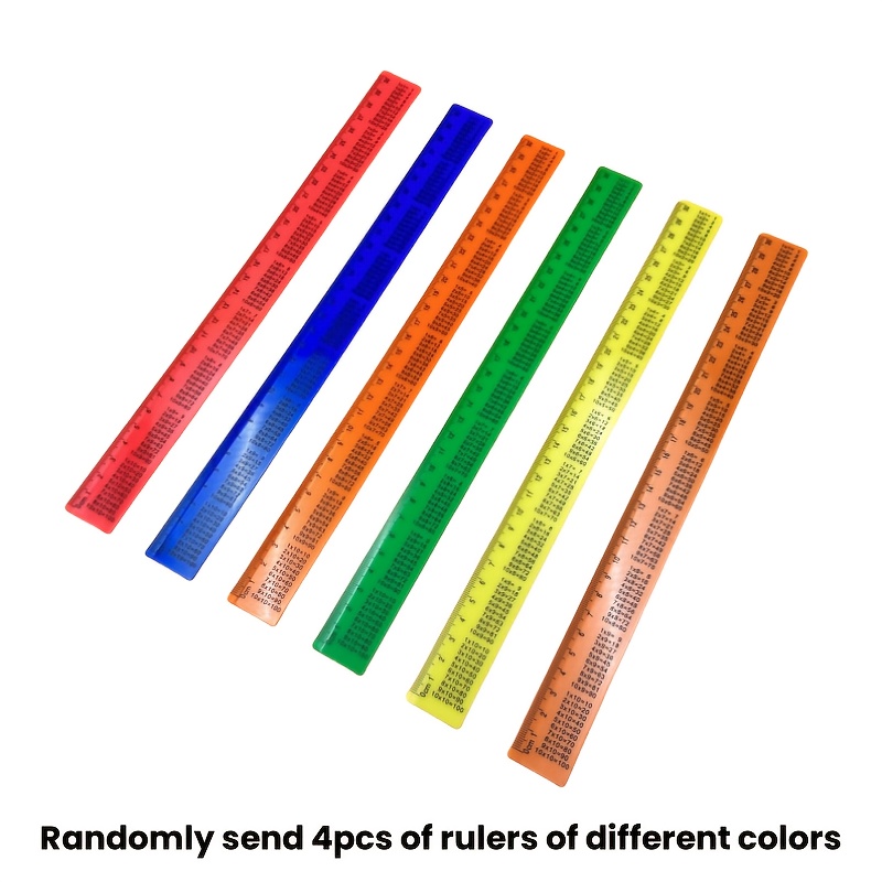 Image of 4pcs, 30cm Rulers With Multiplication Tables, Student Stationery, Advertising Rulers, Office Supplies. Random Color Shipping