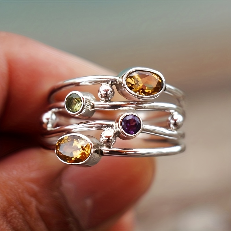 Image of Cuy Bohemian Synthetic Zirconia Ring Suitable For - K Plated Line Jewelry With Birthstone (synthetic Zirconia Inlay) For Party, Vacation, Daily Wear - Durable Ring