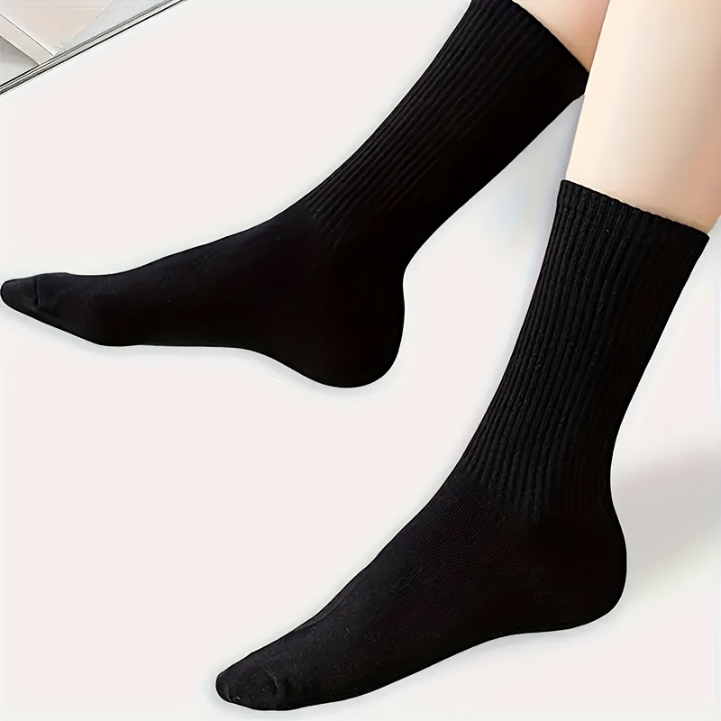 6/10/20 Pairs of Plain Black and White Socks, Simple and Comfortable Mid-Calf Socks, Suitable for Autumn and Winter, Men's and Women's Socks