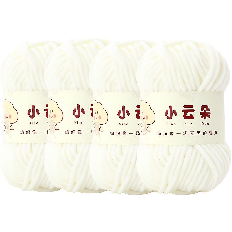 E-shop 4er-Pack Chenille-Garn (insgesamt 200g) – , Garn mit mittlerer Struktur für einfache DIY-Decken, Mützen, , Accessoires. Anfängerfreundlich!