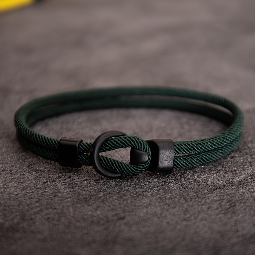 Image of 1pc European Style Minimalist O-shaped Clasp Braided Bracelet Unisex Milanese Rope Wristband