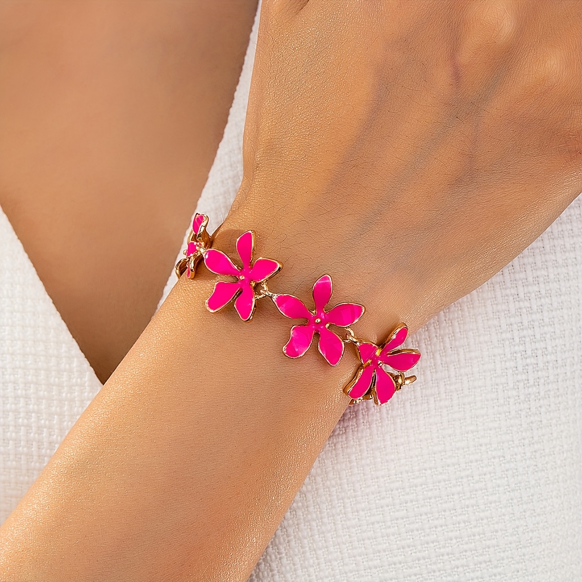 E-shop 1 Stück Damenmode Tropfendes Öl Blumenförmiges Temperament 3D Blumenarmband