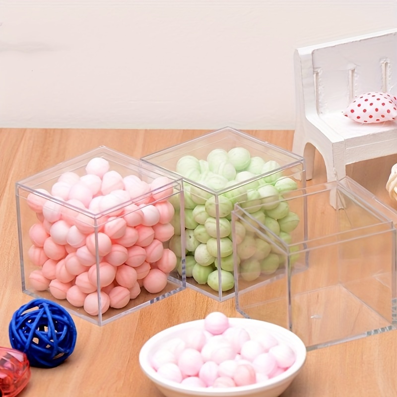 

versatile" 12-piece Clear Plastic Storage Boxes With Lids - Perfect For Candy, Cosmetics, Jewelry & Party Favors