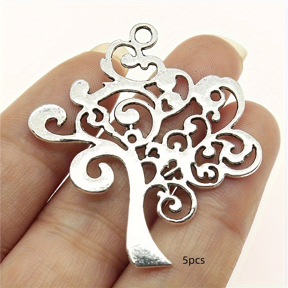 Image of 5pcs Tree Of Pendant For European Charm Necklaces, Diy Handcrafted Jewelry Accessories, 42x37mm