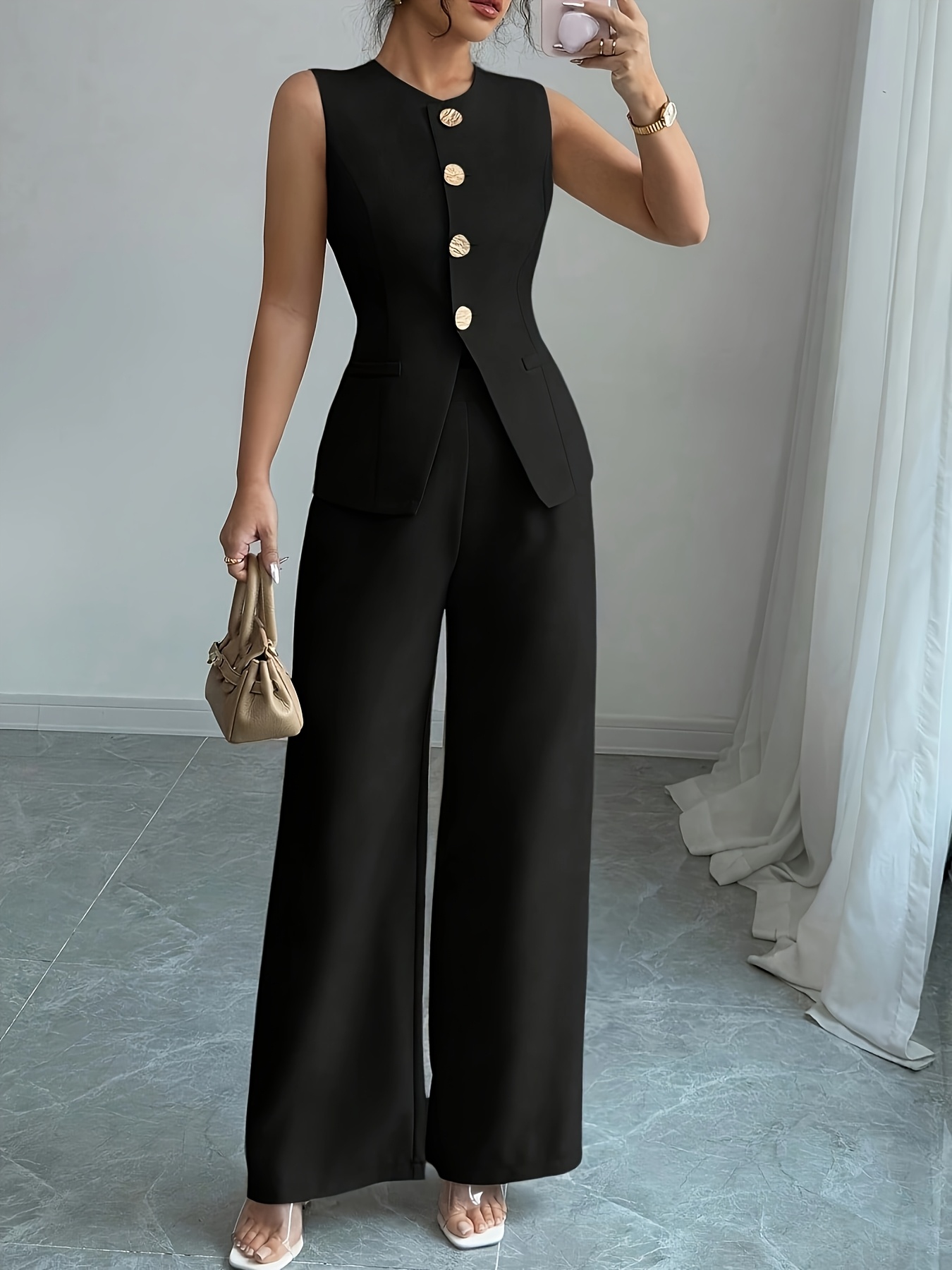 set due pezzi casual donna elegante bottoni Temu Switzerland