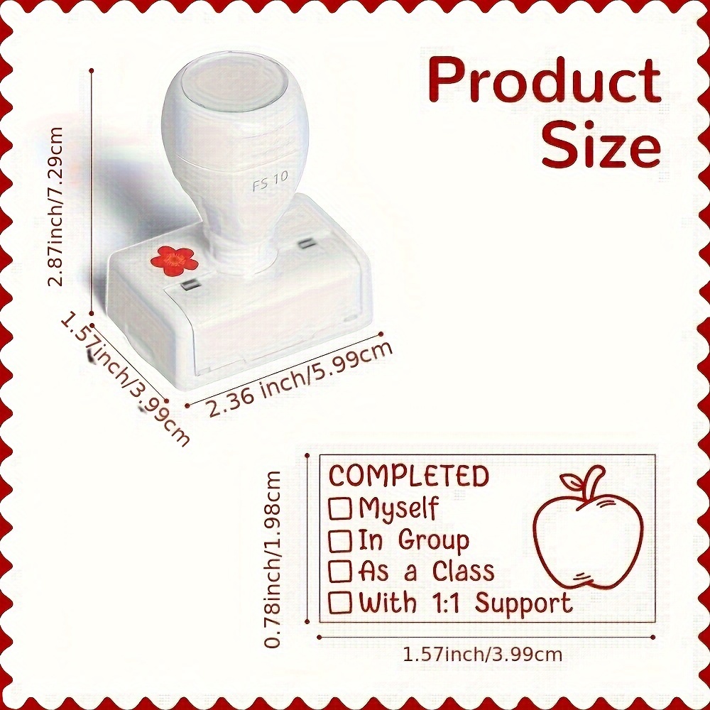 TEMU Teacher Stamp Set, 1 Piece - Classroom Assessment Self-inking Stamps With Design For Grading, - Rectangle Shape With Durable Plastic Construction