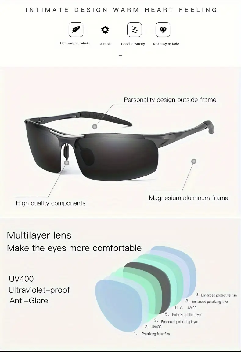 алюминиевые фотохромные мужские поляризованные дневные и ночные очки для вождения хамелеон UV400 антибликовое изменение цвета детали 10