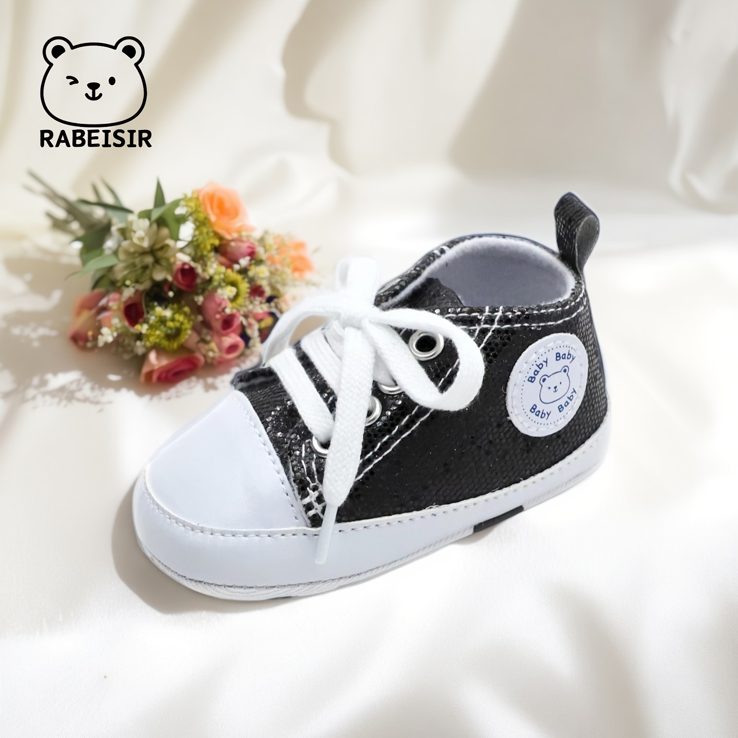 Trendy Comfortable Sequin Sneakers For Baby Boys, Lightweight Non Slip Shoes For Indoor Outdoor Walking, Spring And Autumn
