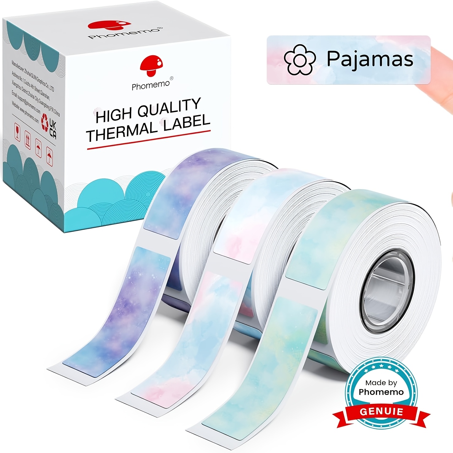 TEMU Phomemo D30 Label , Colorful Starry Sky Patterns Sticker Thermal Label Paper, Self-adhesive Label Tape, 12 X 40mm (0.47 X 1.57 Inch), 160