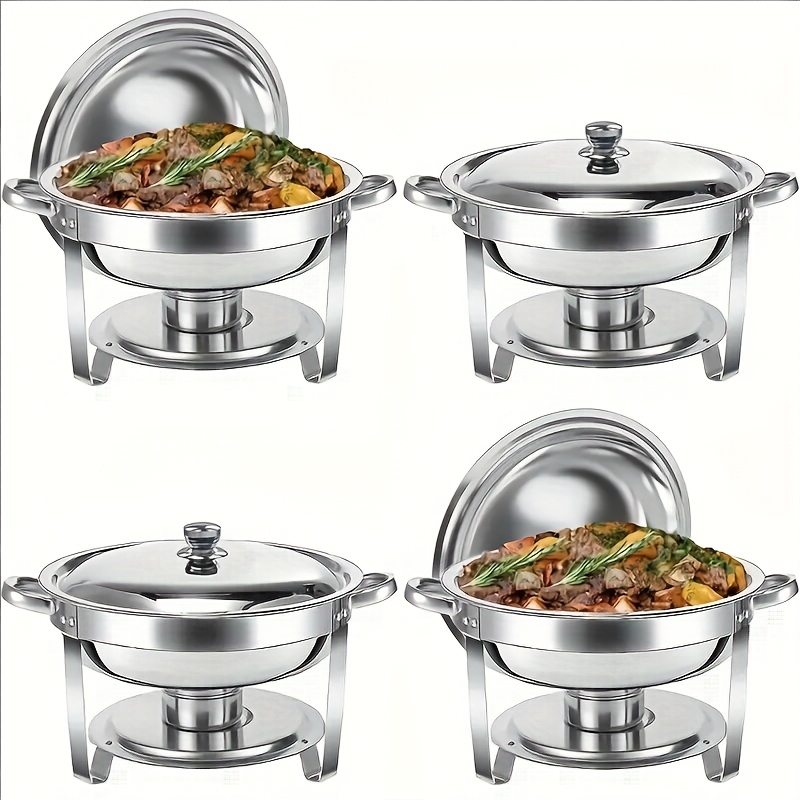 1 Set Stainless Steel Buffet Chafing Dish Set, Detachable Bell-Shaped Warmer with Round Insulated Base, Food-Safe, No Power Needed, Ideal for Family Gatherings and Events