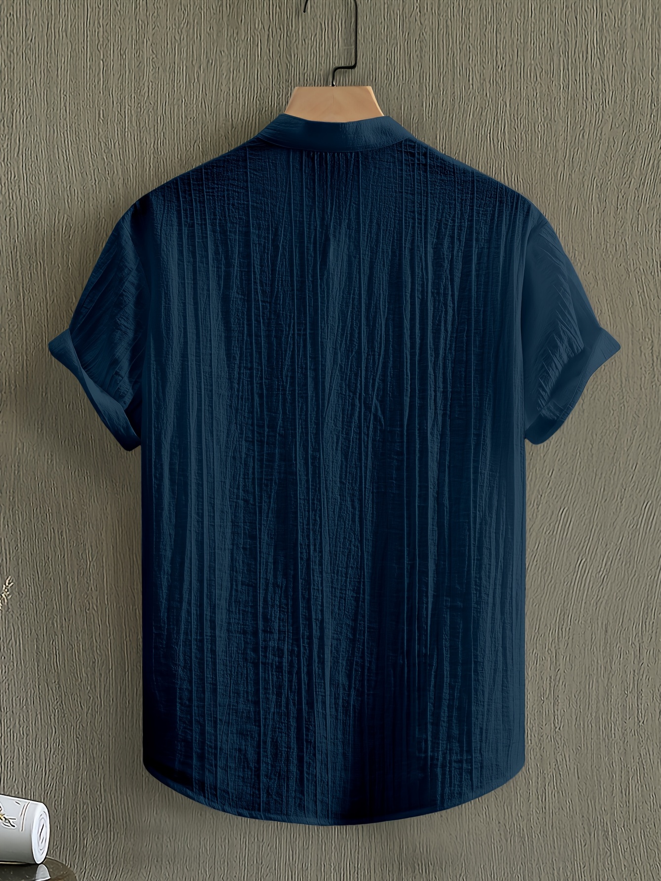 Owens OBM Men's Summer Short Sleeve Shirt - Lightweight Breathable Solid Color Button-Up Casual Shirt with Stand Collar, Machine Washable for Beach Vacation, Pool Party & Casual Attire, Beach Shirt