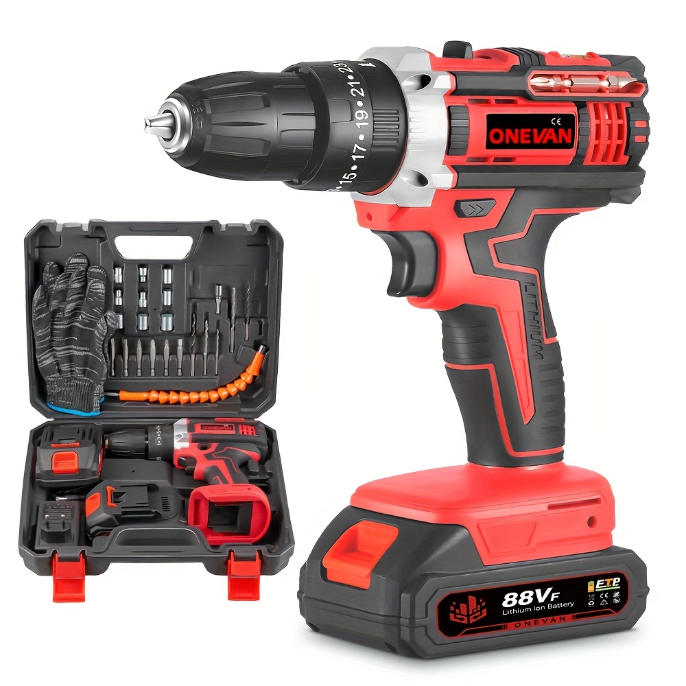   cordless electric drill screwdriver set with 1500mah batteries and charger rechargeable drill kit multi function power tool for drilling metal wood tile