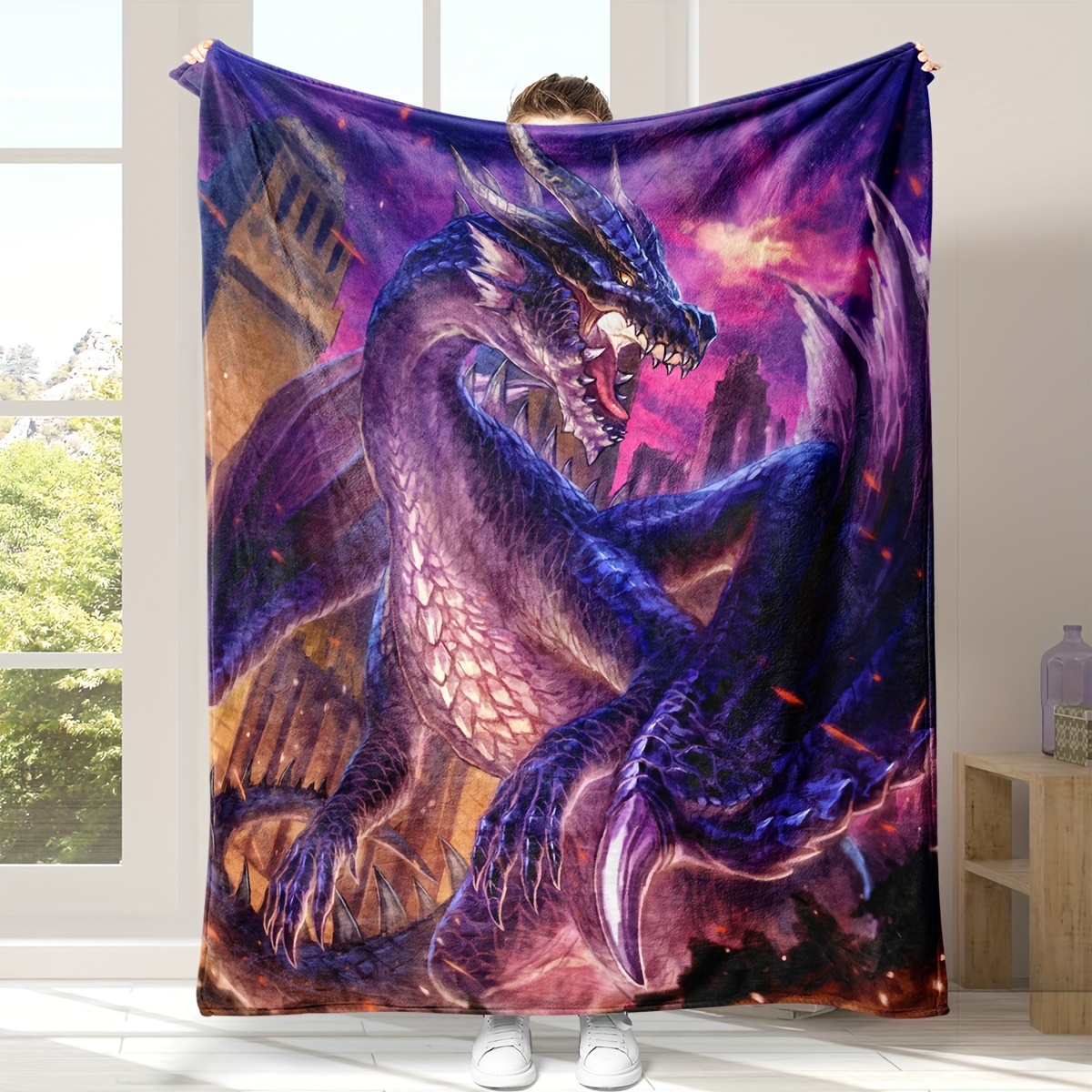 Cozy Dragons Magic Print Blanket Lightweight Flannel Throw - Temu