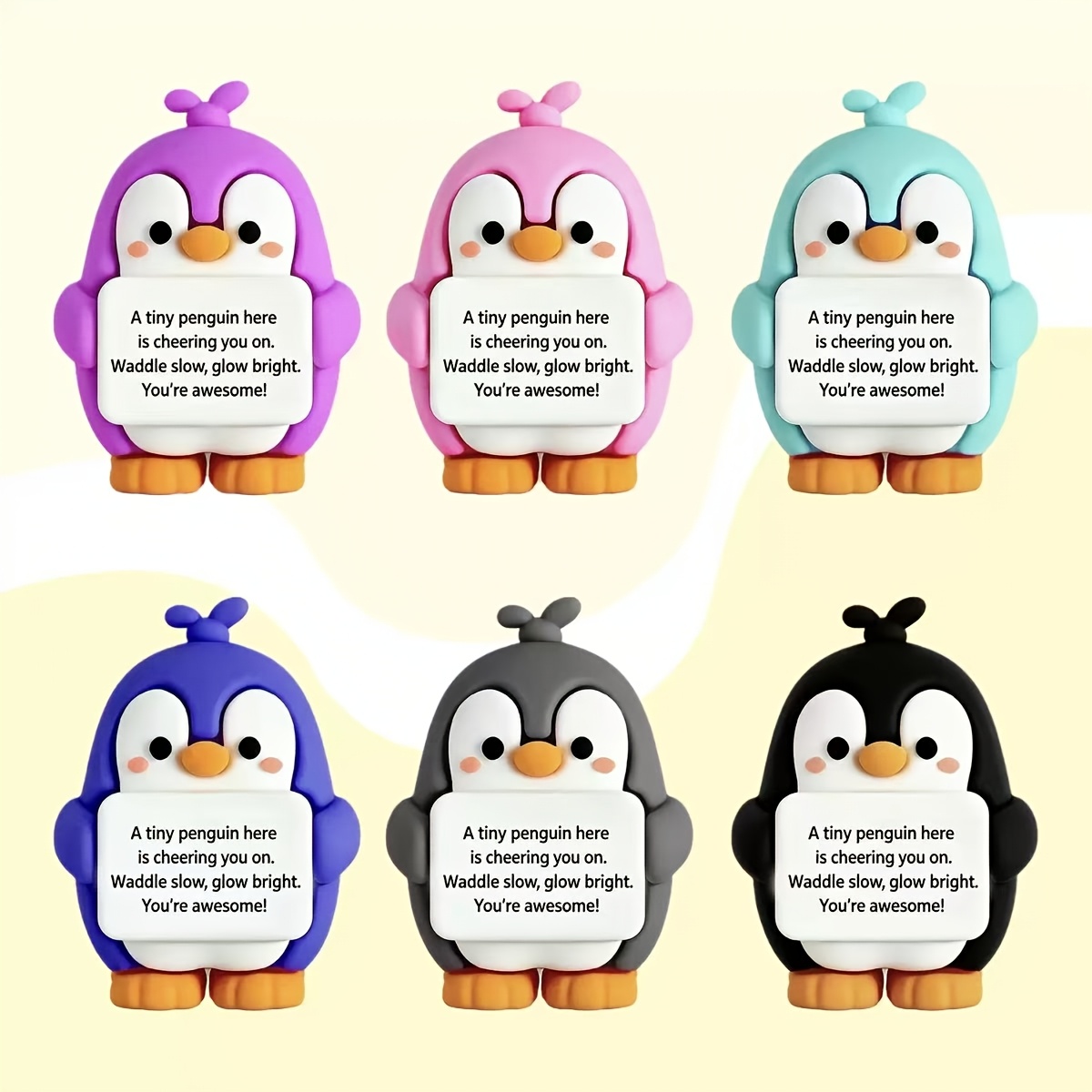 TEMU 6pcs Set Christmas Penguin Inspirational Motivational Ornaments, Christmas Gifts, Christmas Penguins, Car Decorations, Home Decor, Desktop