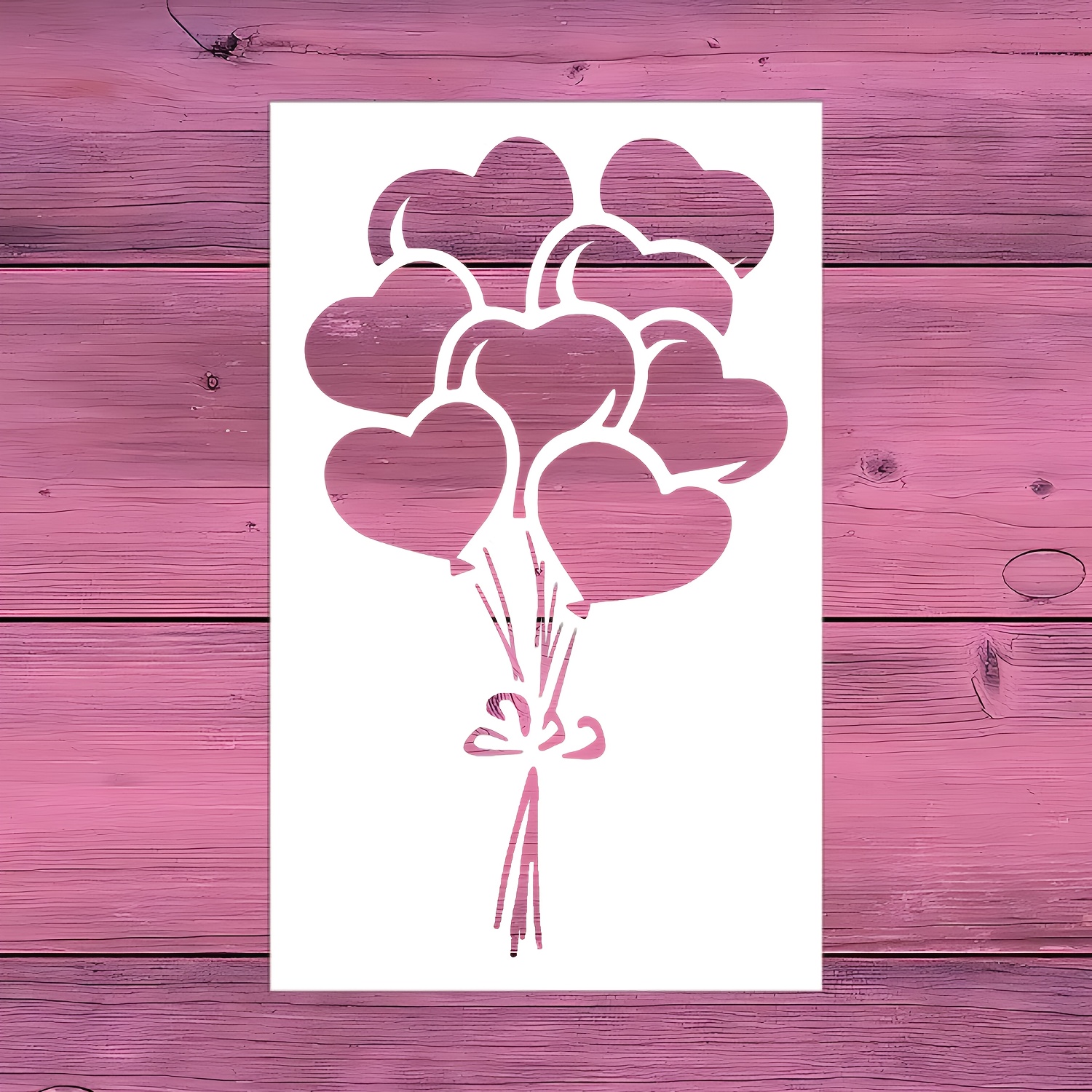 

Reusable Heart Balloons Stencil 11.7x8.3" - Painting, Drawing & Crafts On Walls, Furniture, Wood & Canvas