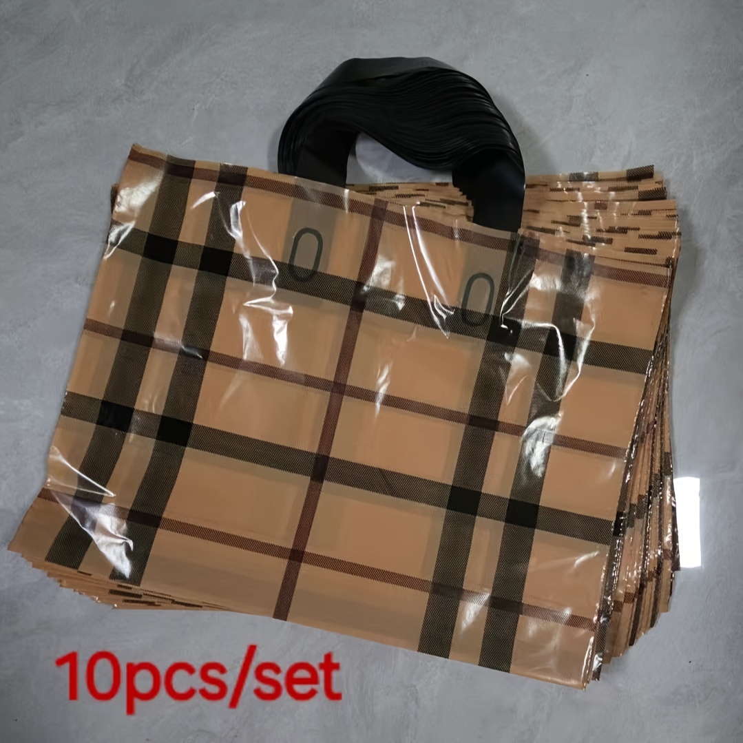 10pcs Classic Checkered Gift Bags, Clothing Bags, Shopping Bags, Multifunctional Handbags, Business Gift Bags, Holiday Gift Bags Shopping Retail Bags Gift Packaging Bags