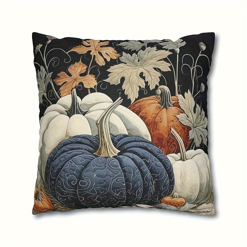 

Autumn Pumpkin Harvest Throw Pillow Cover - 18x18 Inches, Traditional Style, Suitable For Living Room, Bedroom, And Home Decoration - No Pillow Core Included