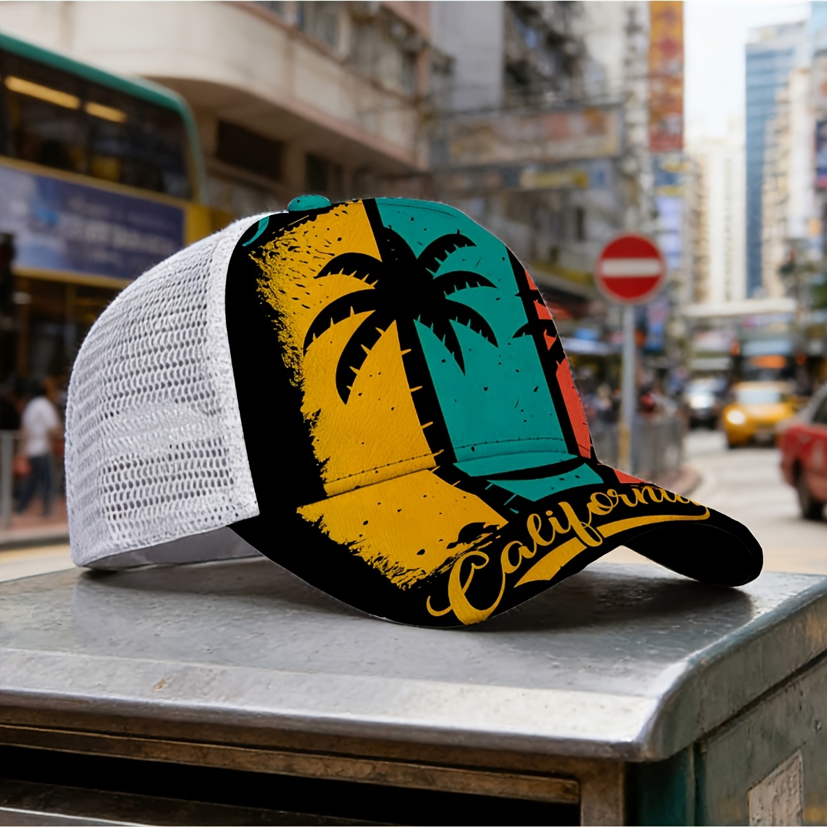 TEMU 1pc Baseball Cap With Snap Closure - Lightweight Mesh Cap Suitable For Wear, Round Top & Curved Brim, Half-visor Design, For School, Beach,